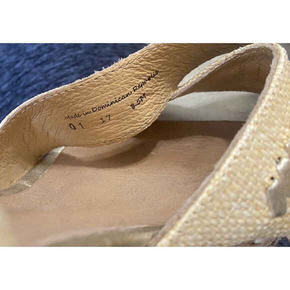 Jack Rogers Size 8.5 ABBEY Natural Raffia Gold Wedge Sandals - Picture 6 of 6